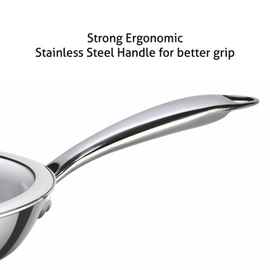 Alda Vitale Tri Ply Stainless Steel Fry Pan + Glass Lid 24cm-1