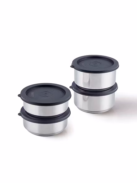 Borosil Carry Fresh Stainless Steel Insulated Lunch Box Set of 4, (2pcs 280 ml + 2pcs 180 ml)-2