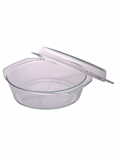 Borosil Glass Casserole Deep Round - Oven and Microwave Safe Serving Bowl with Glass Lid, 2.5L