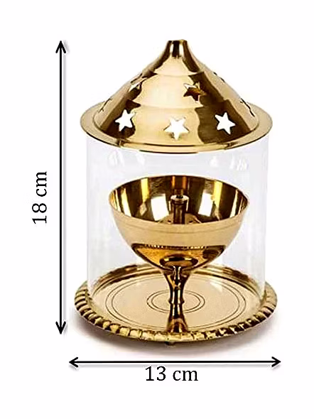Borosil Akhand Diya (Large, Brass)