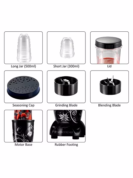 Wonderchef Nutri-Blend 400 Watts Juicer Mixer Grinder-Black-5