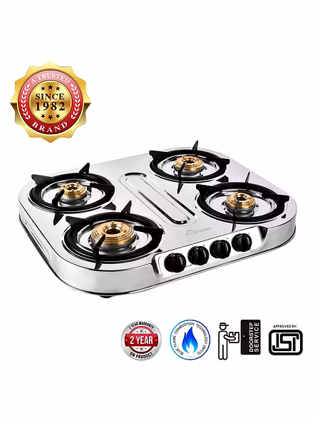 Sunflame Cooktop Spectra Delux 4 Burner Stainless Steel Gas Stove