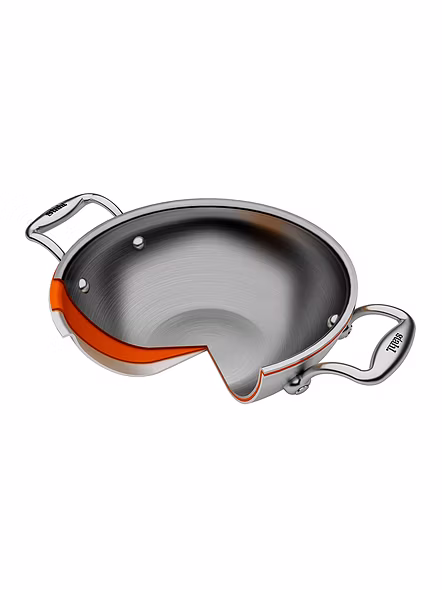 Stahl Triply Stainless Steel Artisan Kadhai with Lid - Premium Heat-Resistant Cookware-28cm/4.4ltr-1