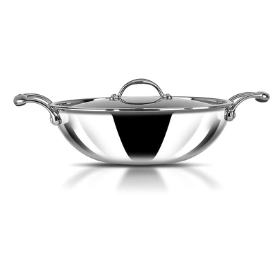 Stahl Triply Stainless Steel Kadai with Lid