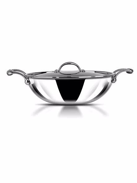 Stahl Triply Stainless Steel Artisan Kadhai with Lid - Premium Heat-Resistant Cookware-25438