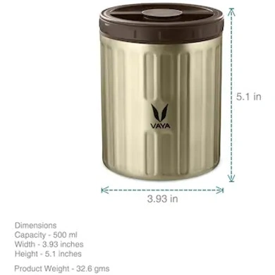 Vaya Preserve Stainless Steel Food Storage Container, Graphite-500ml-3