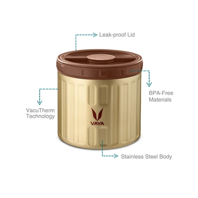 Vaya Preserve Stainless Steel Food Storage Container, Gold-300ml-2