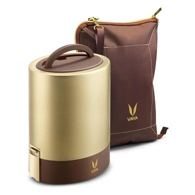 Vaya Tyffyn Copper-Finished Stainless Steel Lunch Box with Bagmat, 1300ml, 4 Containers-Gold-1300ml-1