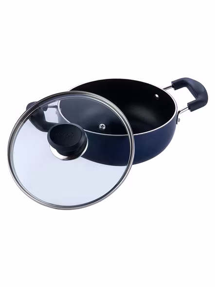 Vinod Zest Non-Stick Deep Kadai With Glass Lid-18cm/1.4ltr