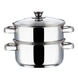 Vinod Stainless Steel 2 Tier Steamer with Glass Lid - 20 cm (Induction Friendly)-9327-sm