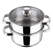 Vinod Stainless Steel 2 Tier Steamer with Glass Lid - 20 cm (Induction Friendly)-1-sm