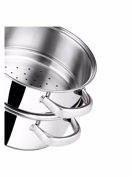 Vinod Stainless Steel 2 Tier Steamer with Glass Lid - 20 cm (Induction Friendly)-4