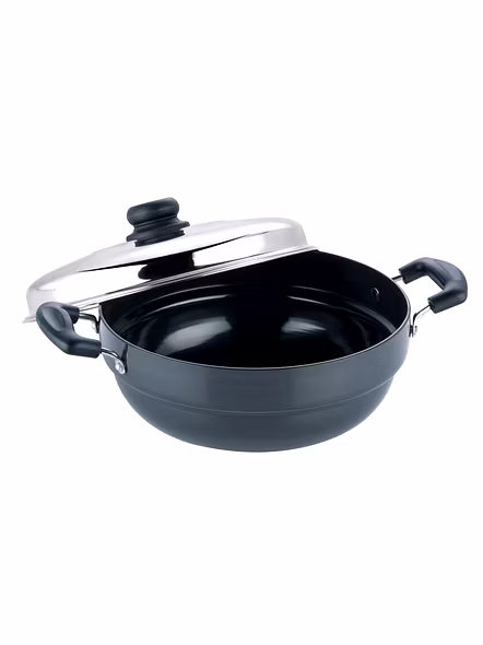 Vinod Hard Anodized 6 pcs Multi Kadai (Induction Friendly) with stainless steel lid, 2 idli plates, 2 dhokla plates and 1 patra plate-2