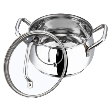 Vinod Stainless Steel Almaty Casserole with Glass lid -18 cm, 2.9 Ltr (Induction Friendly)-1