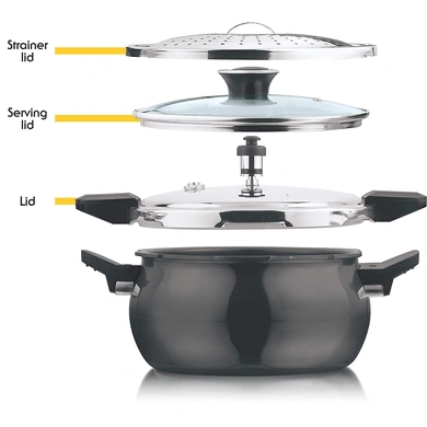 Vinod Hard Anodised Magic Pressure Cooker- (Induction Friendly)-3.5ltr-3
