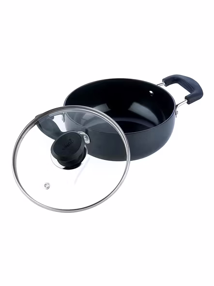 Vinod Hard Anodized Deep Kadai with Glass Lid-22cm/2.6Ltr-1