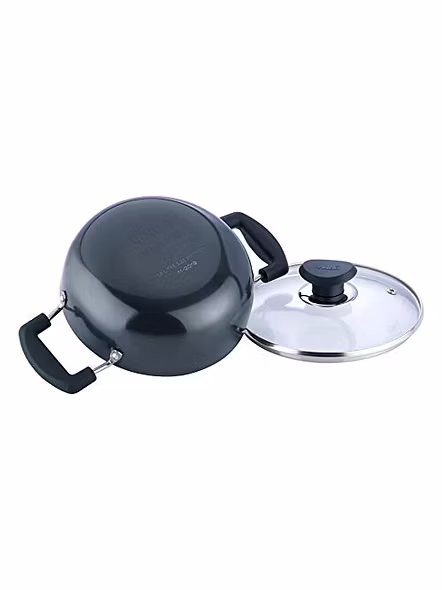 Vinod Hard Anodized Deep Kadai with Glass Lid-22cm/2.6Ltr-2
