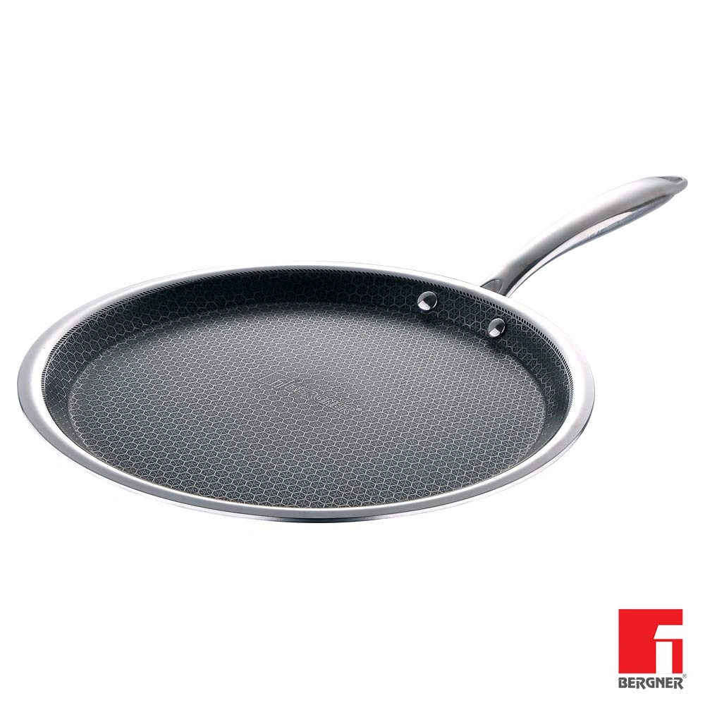 Bergner Hitech Prism Triply Stainless Steel Non Stick Induction Base Flat Tawa, 28 cm (BG-31159)-45196