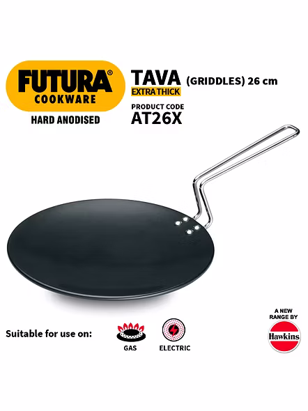 Hawkins Futura Hard Anodised Tawa, 26cm (L50)-26cm