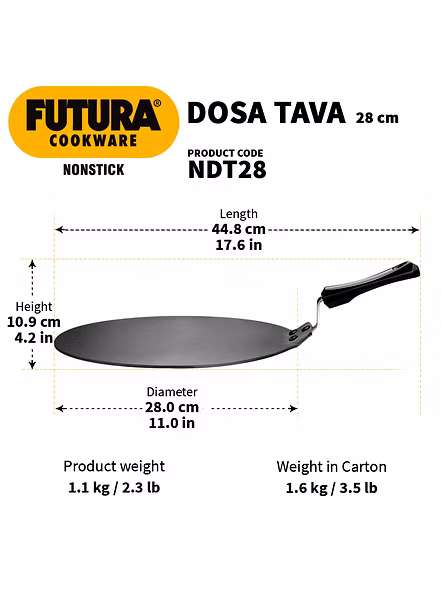 Hawkins Futura Non-stick Dosa Tava, 28cm (Q28)-28cm-4