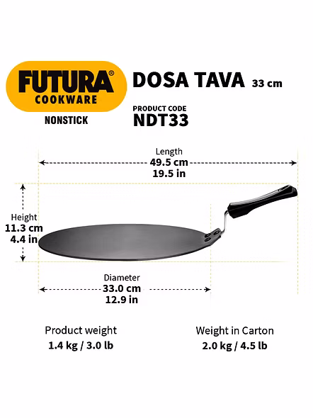 Hawkins Futura Non Stick Dosa Tawa, 33cm (Q41)-33cm-3