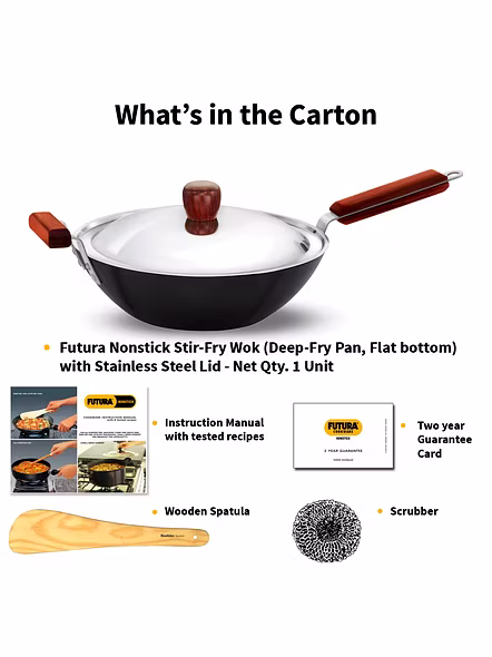 Hawkins Futura Non-Stick Stir-Fry Wok 3 Litre with Stainless Steel lid - IQ74-4