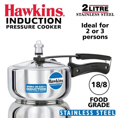 Hawkins Stainless Steel Induction Pressure cooker, 2 Litre(B25)-2ltr-1