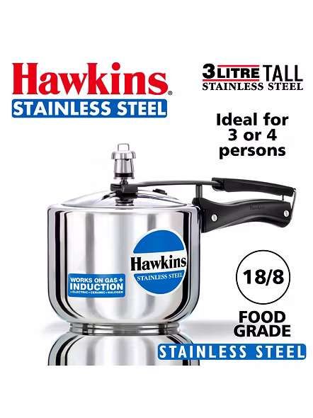 Hawkins Stainless Steel Induction Pressure cooker, 3 Litre Tall (B33)-3ltr-1