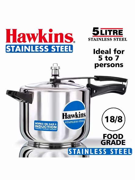 Hawkins Stainless Steel Induction Pressure cooker, 5 Litre(B30)-5ltr-1