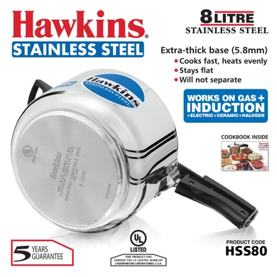 Hawkins Stainless Steel Induction Pressure cooker, 8 Litre(B85)-8ltr-2
