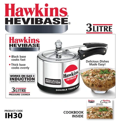 Hawkins Hevibase Aluminum Induction Model Pressure Cooker, 3 litres (IH-30)-3ltr-2