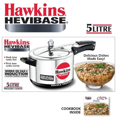 Hawkins Hevibase Aluminum Induction Model Pressure Cooker, 5 litres(H56)-1