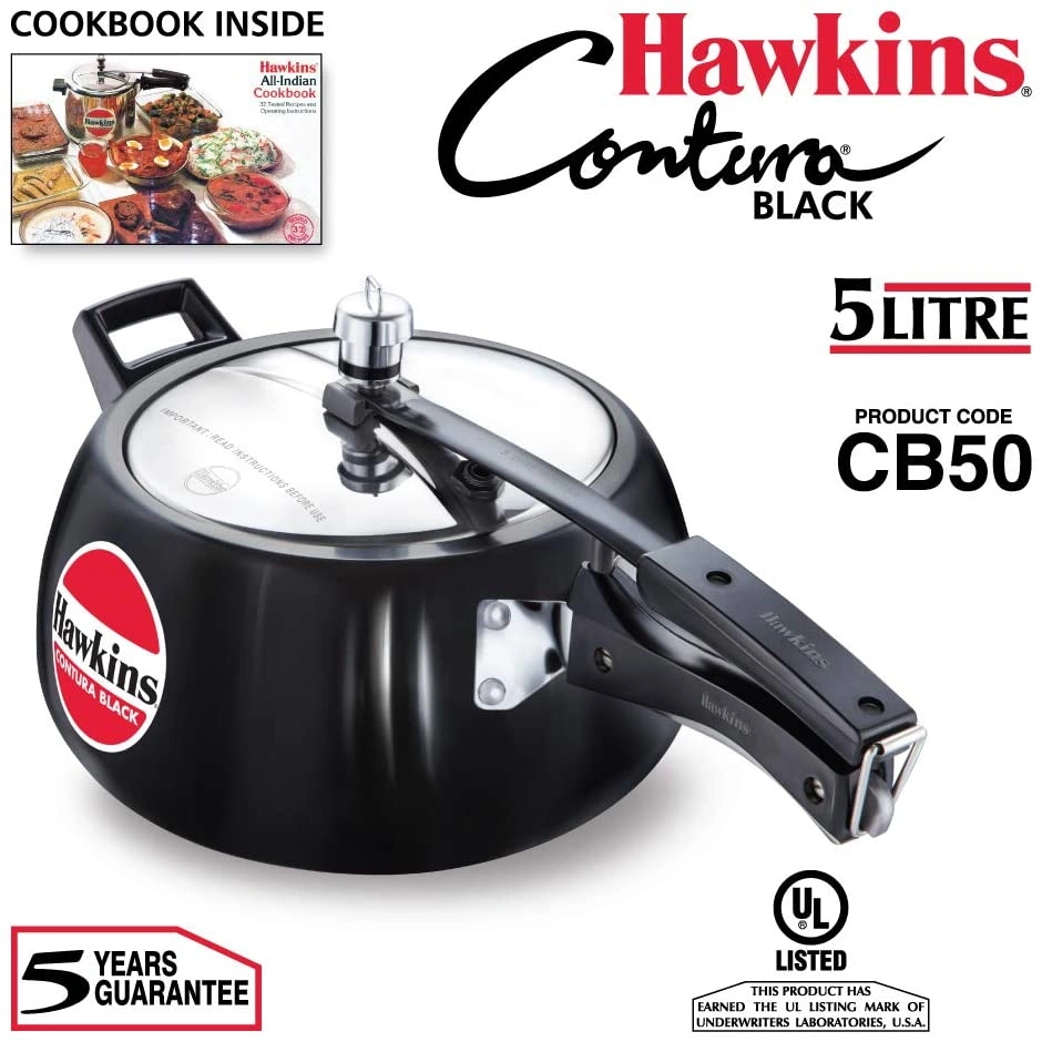 Hawkins Contura Hard Anodised Aluminium Pressure Cooker, 5 Liters(CB50)-1