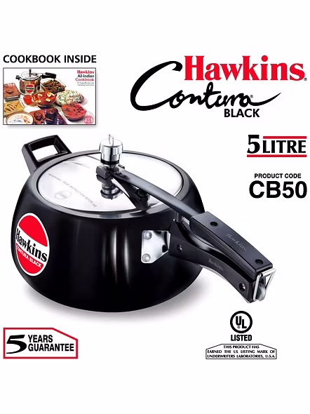 Hawkins Contura Hard Anodised Aluminium Pressure Cooker, 5 Liters(CB50)-1