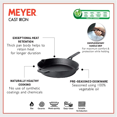 Meyer Induction Base Cast Iron Frying Pan, 20 cm(48121)-1