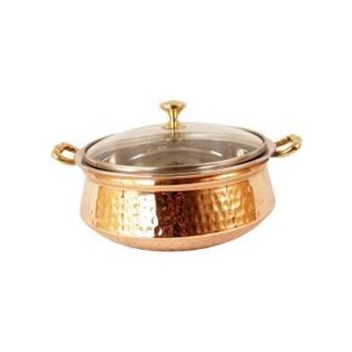 SAGA Serving Pot Handi with Lid and Handle for Serving Dishes (Copper) NO.5 1500ml-24931