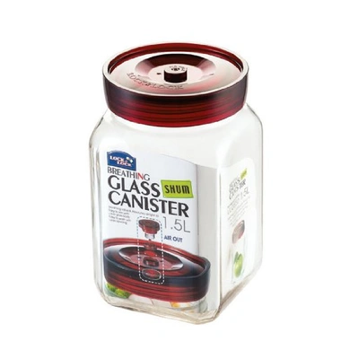 LOCK &amp; LOCK GLASS CANISTER 1.5LTR SQUARE LLG552-2739