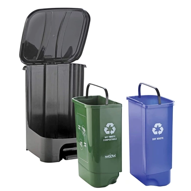 Nayasa 2 in 1 Dustbin - Dry Waste and Wet Waste Dustbin (19 Ltrs) - Small-1