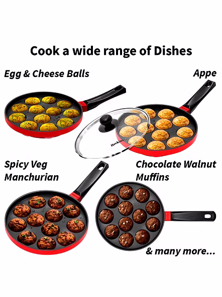 Hawkins Nonstick Appe Pan with Glass Lid, 12 Cups, Diameter 22 cm,-1