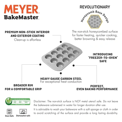 Meyer Bakemaster Steel Non-Stick Bakeware 12-Cup Mini Muffin Pan-4
