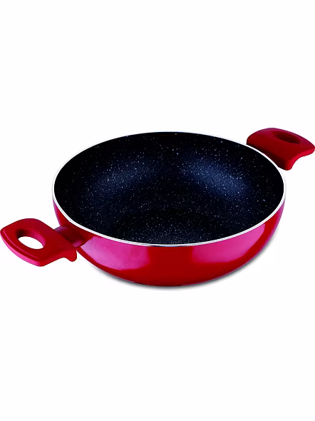 BERGNER - BG-31266-RD Bellini+ Pressed Aluminium Non-Stick Kadhai with Glass Lid, 26 cm, 4.5 Liters, Induction Base, Red
