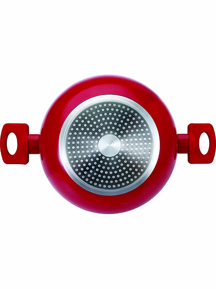 BERGNER - BG-31266-RD Bellini+ Pressed Aluminium Non-Stick Kadhai with Glass Lid, 26 cm, 4.5 Liters, Induction Base, Red-2