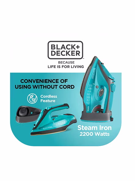 Black+Decker BD BXIR2201IN 2200-Watt Cord &amp; Cordless Steam Iron