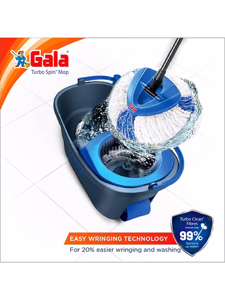 Gala Spin Mop Turbo with Easy Wheels and Bucket for Effortless Cleaning