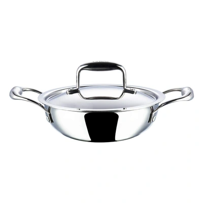 Vinod Platinum Triply Stainless Steel Extra Deep Kadai with Lid- 22 cm, 2.4 Ltr (Induction Friendly)