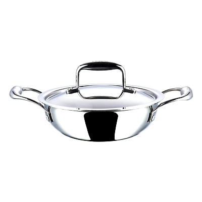 Vinod Platinum Triply Stainless Steel Extra Deep Kadai with Lid- 22 cm, 2.4 Ltr (Induction Friendly)