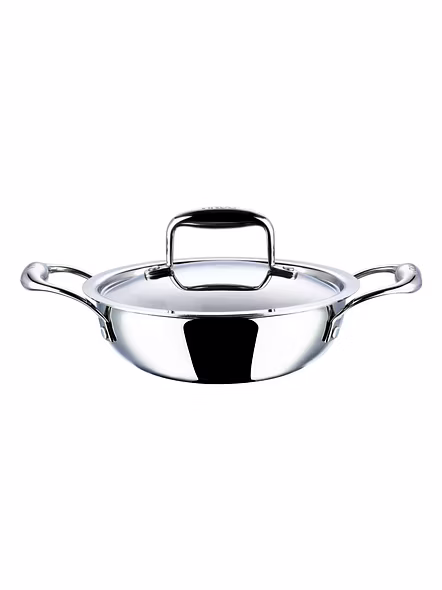Vinod Stainless Steel Platinum Extra Deep Kadai, 20cm, 1.5 Liter, Silver-70411