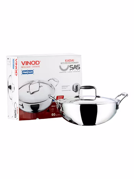 Vinod Stainless Steel Platinum Extra Deep Kadai, 26cm, 4.1 Liter, Silver-4