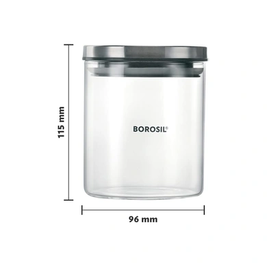 Borosil Classic Glass Jar, Air-Tight Storage Container For Kitchen, Glass Jar For Storing Spices, 600 ml, Clear-3