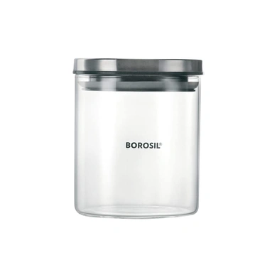 Borosil Classic Glass Jar, Air-Tight Storage Container For Kitchen, Glass Jar For Storing Spices, 600 ml, Clear-1
